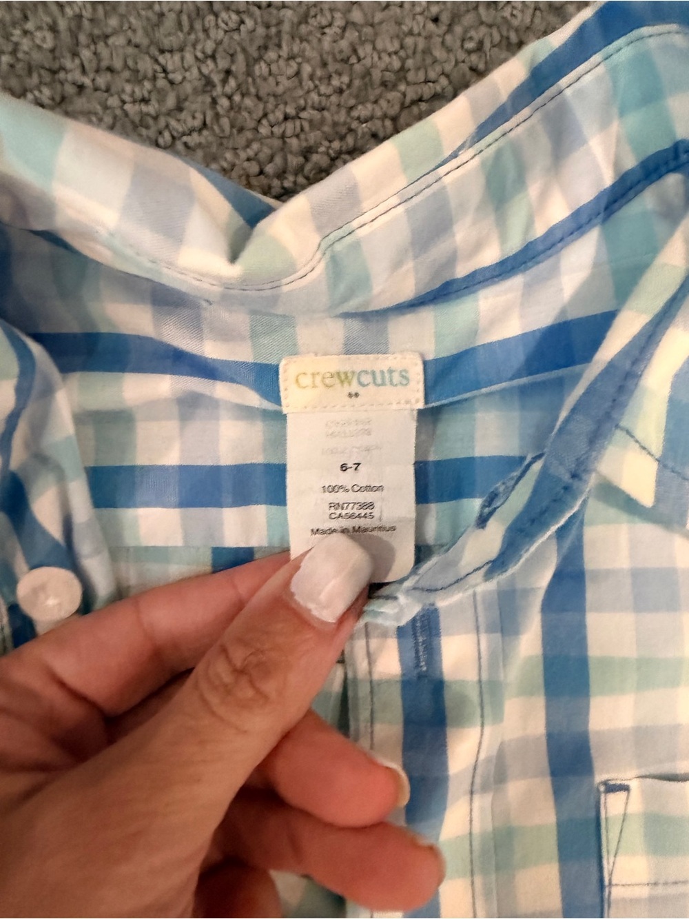 Crewcuts Blue & White Plaid Button-Down Shirt - Picture 2 of 2